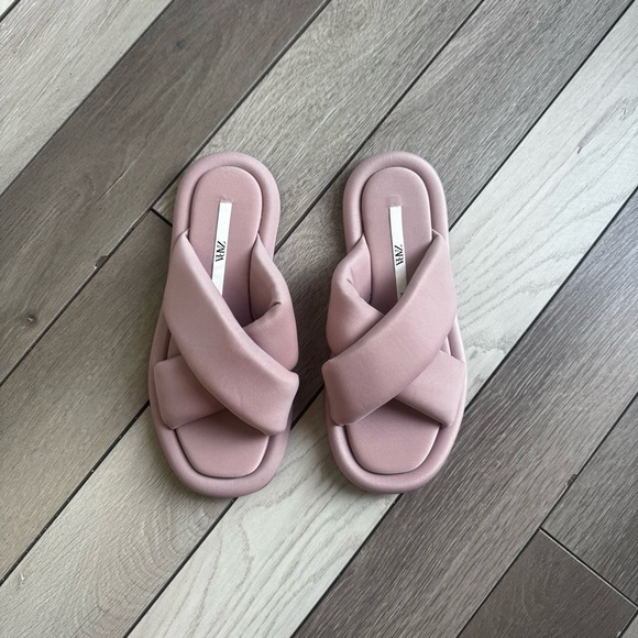 Zara Quilted Pink Sandals Size: 38 Good Condition - Picture 1 of 4